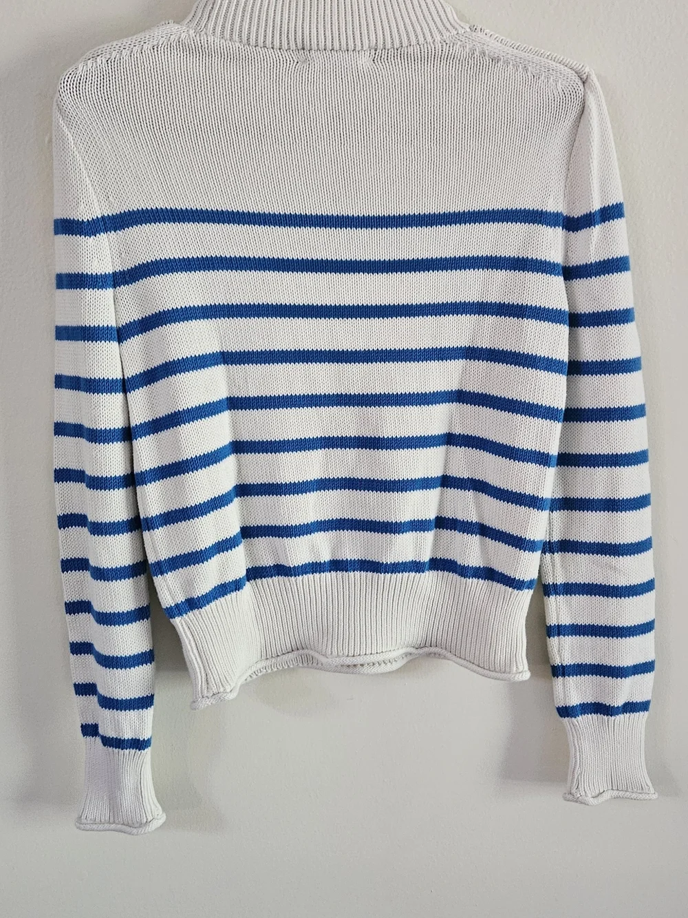 J. Crew White & Blue Striped Roll-neck Sweater. Fall, Cozy, Trendy, Preppy